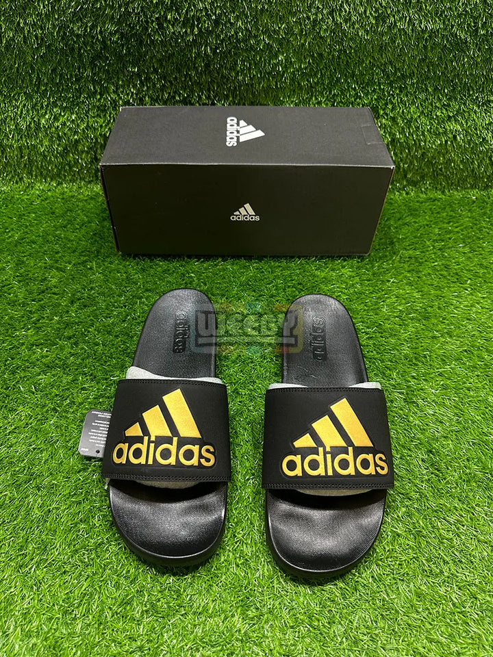 Adidas Logo Slides (Blk/Gold) (Extra Soft) buy online Pakistan - Weeby Shoes