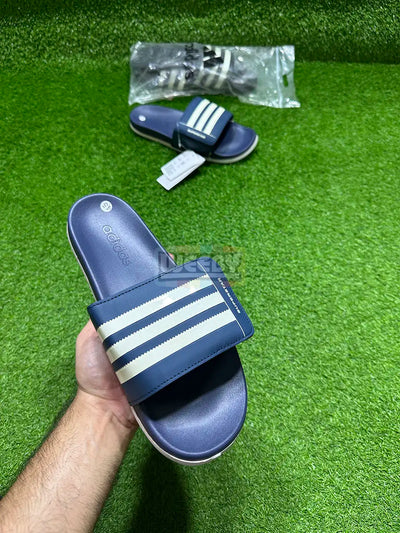 Adidas Superstar Slide (N Blue Upper/White Stripes)