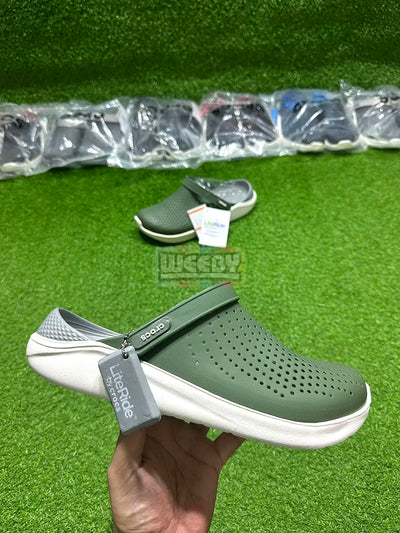 Crocs LiteRide Clogs (Olive/White) (Super Soft)