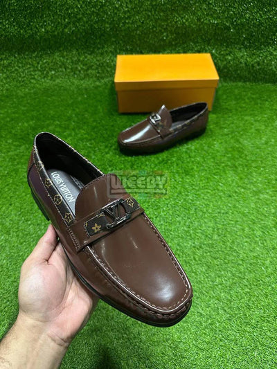 LV Logo Loafers (Brown) (Premium Quality)