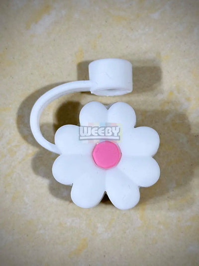 Tumbler Straw Cap (Flower) (White)