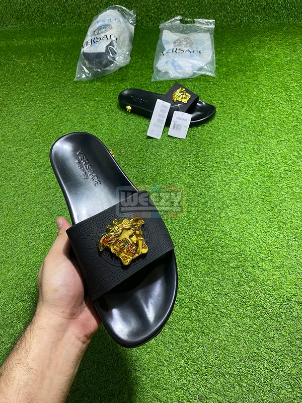 Versace Logo Slide (Gold) (Premium Batch) buy online Pakistan - Weeby Shoes