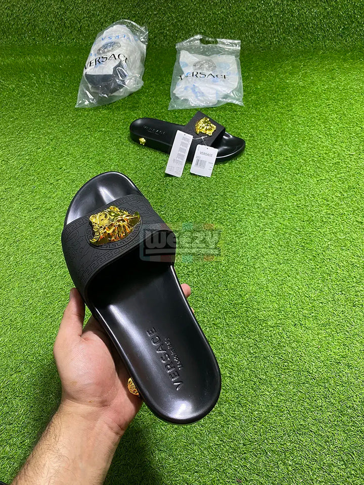 Versace Logo Slide (Gold) (Premium Batch) buy online Pakistan - Weeby Shoes