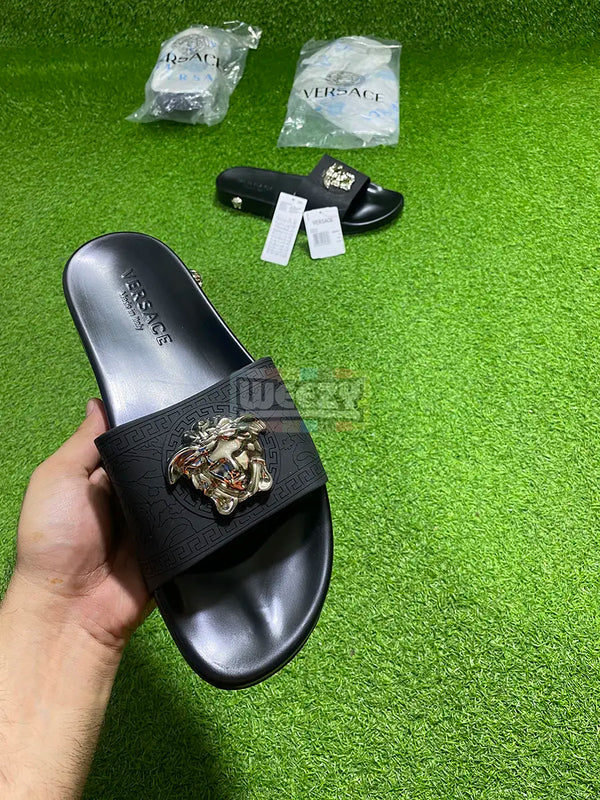 Versace Logo Slide (Silver) (Premium Batch) buy online Pakistan - Weeby Shoes