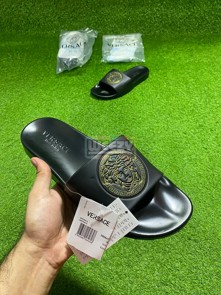 Versace Slide (Logo Pr) (Blk/Gold) (Premium Batch) buy online Pakistan - Weeby Shoes